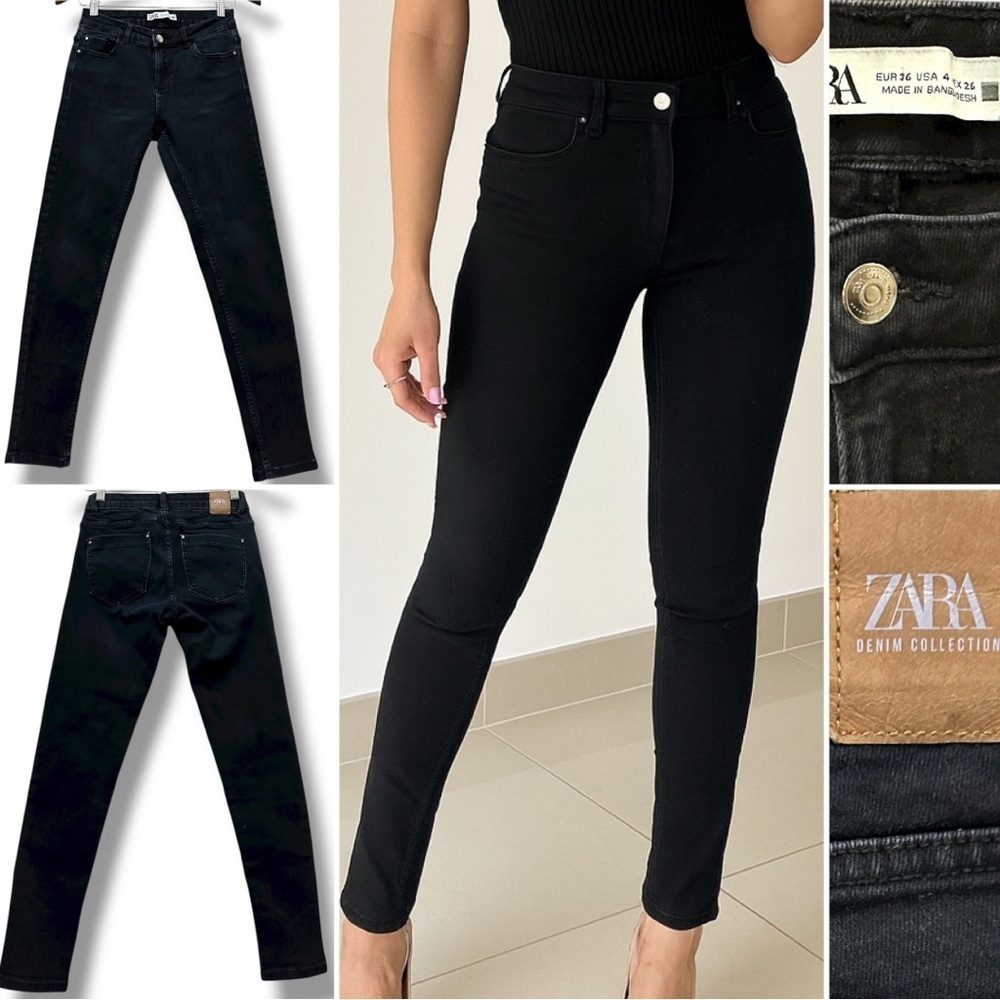 407 ZARA | NWOT Bangladesh Black Mid-Rise Skinny Jeans Denim Collection (Size 4)